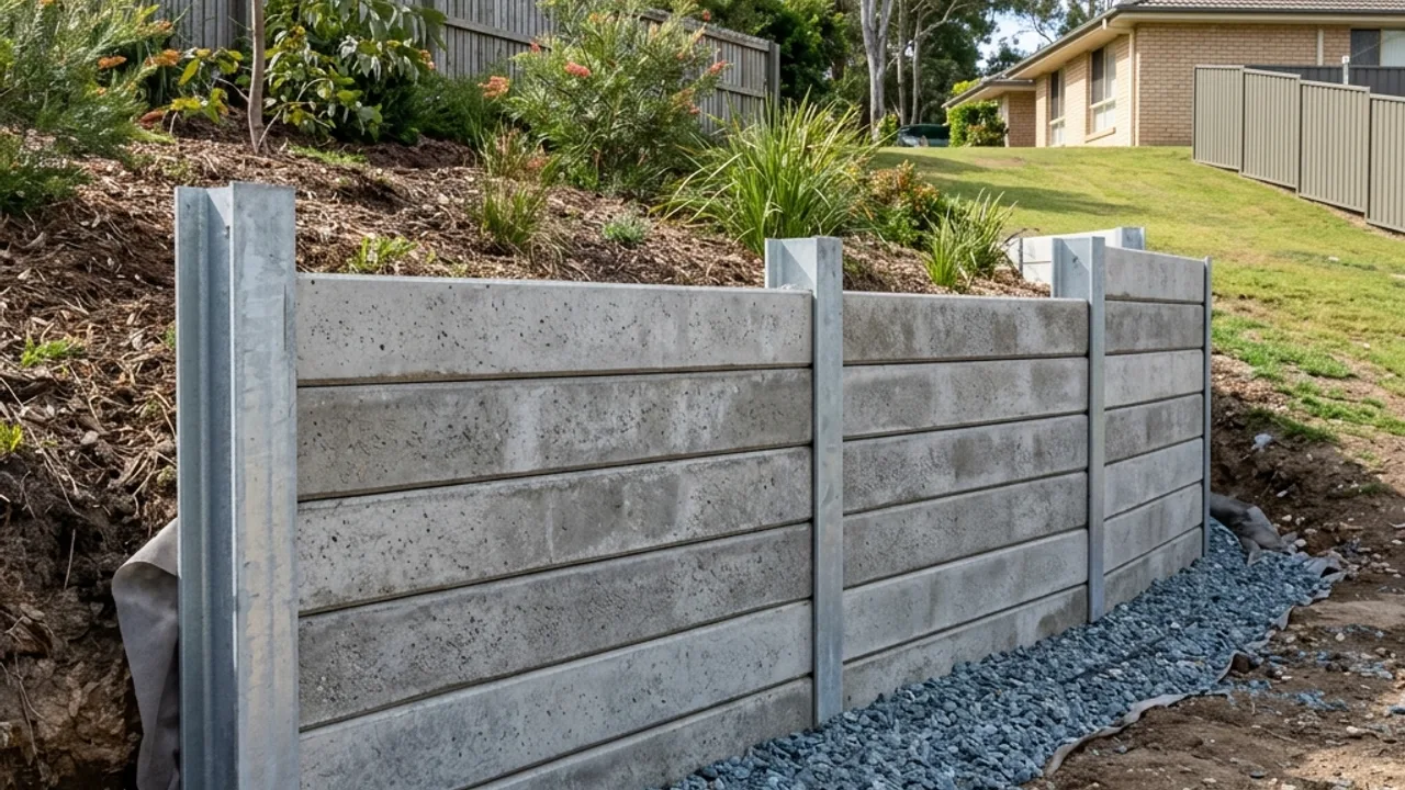 Concrete Sleeper Retaining Walls on a residential sloping site