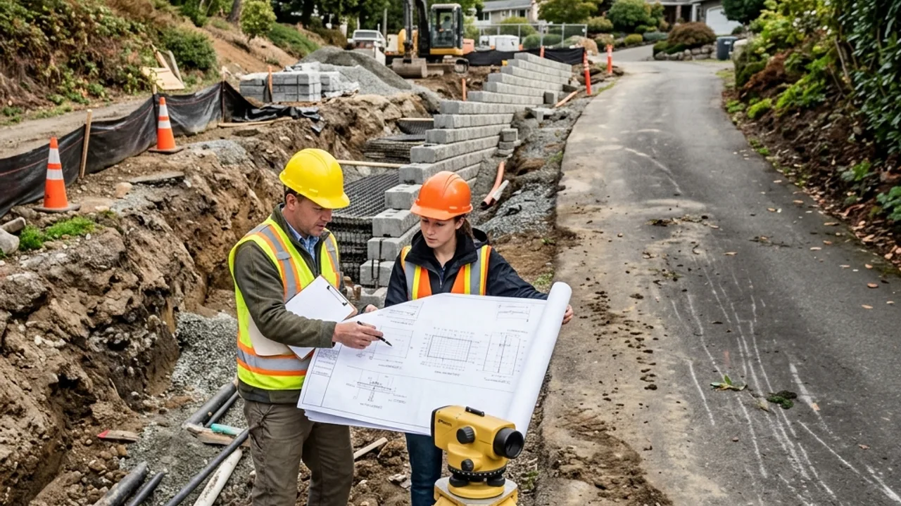 Engineered & Approved Retaining Walls on a residential sloping site