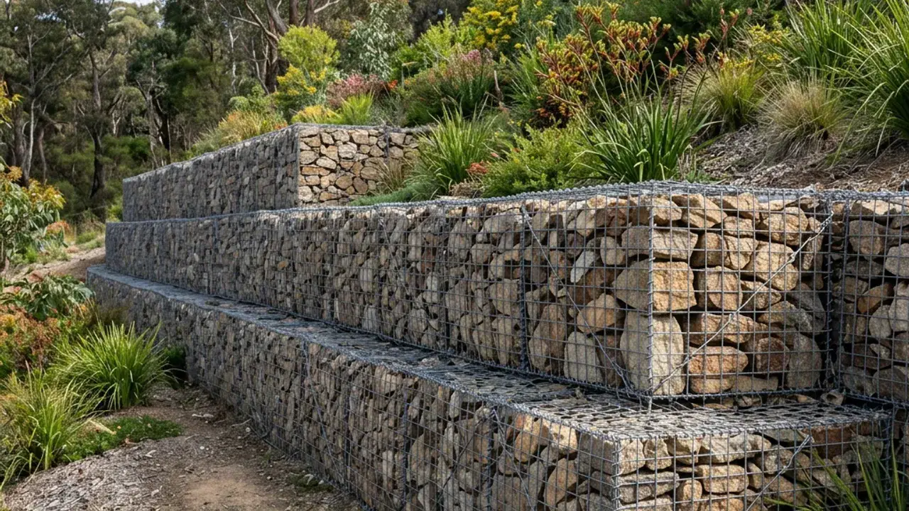 Gabion Retaining Walls on a residential sloping site